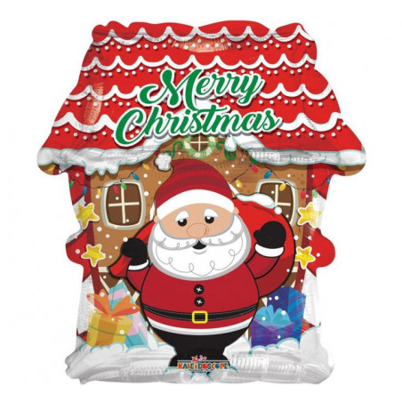 Merry Christmas Santa Foil Balloon - Inflated