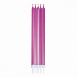 Tall Metallic Pink Skinny Candles