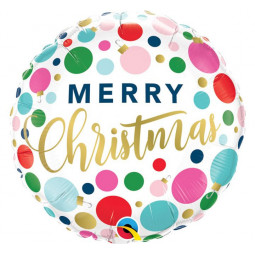 Merry Christmas Round Foil Balloon - Inflated