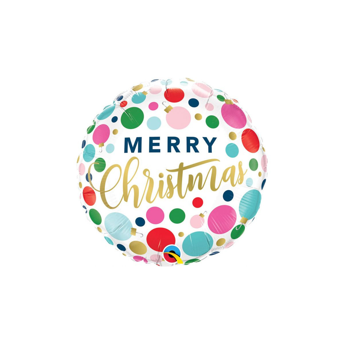 Merry Christmas Round Foil Balloon - Inflated