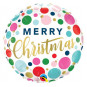 Merry Christmas Round Foil Balloon - Inflated