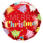 Red Merry Christmas Round Foil Balloon - Inflated Red Merry Christmas Round Foil Balloon - Inflated