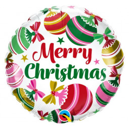 Merry Christmas Round Foil Balloon - Inflated