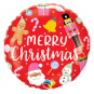 Red Merry Christmas Round Foil Balloon - Inflated