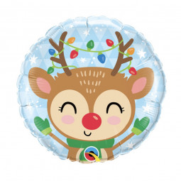 Rudolph Round Foil Balloon - Inflated