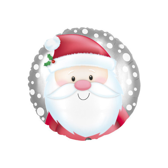 Santa Round Foil Balloon - Inflated Santa Round Foil Balloon - Inflated
