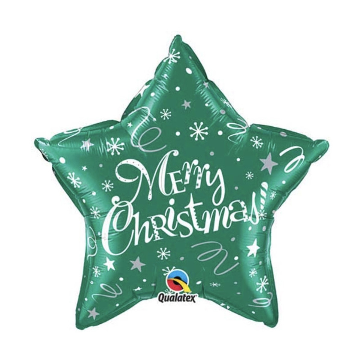 Green Merry Christmas Star Foil Balloon - Inflated Green Merry Christmas Star Foil Balloon - Inflated