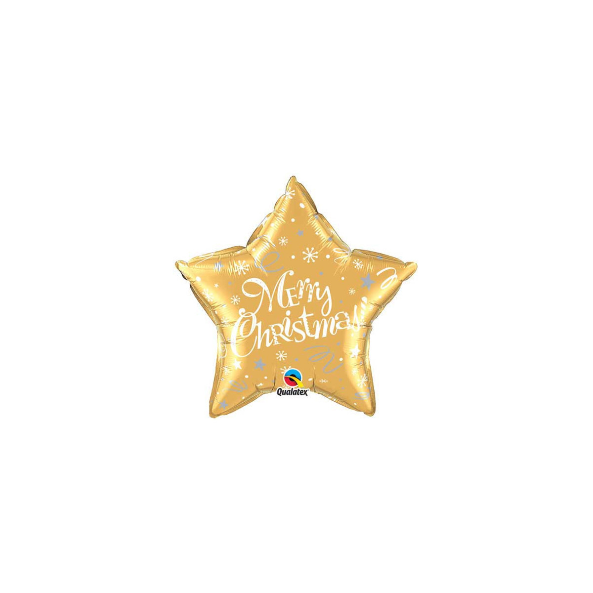 Gold Merry Christmas Star Foil Balloon - Inflated Gold Merry Christmas Star Foil Balloon - Inflated