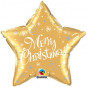 Gold Merry Christmas Star Foil Balloon - Inflated Gold Merry Christmas Star Foil Balloon - Inflated
