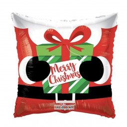 Merry Christmas Square Foil Balloon - Inflated