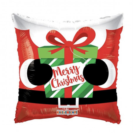 Merry Christmas Square Foil Balloon - Inflated