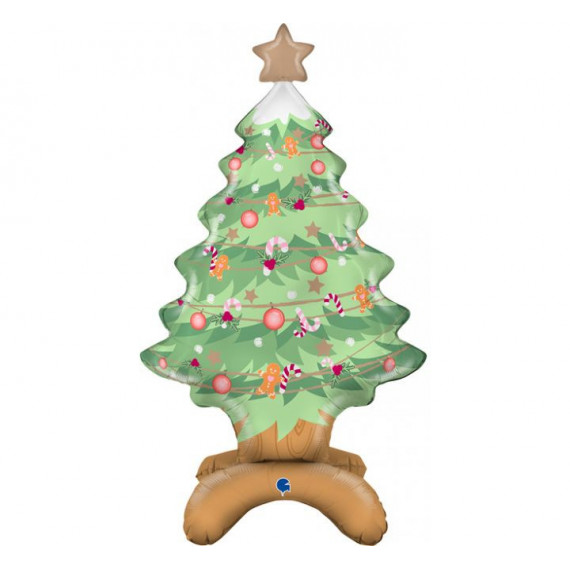 Christmas Tree Air Filled Foil Balloon - Inflated Christmas Tree Air Filled Foil Balloon - Inflated