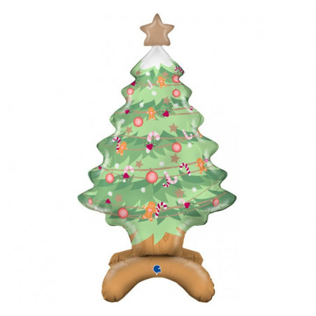 Christmas Tree Air Filled Foil Balloon - Inflated