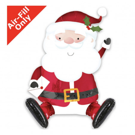 Sitting Santa Air Filled Foil Balloon - Inflated