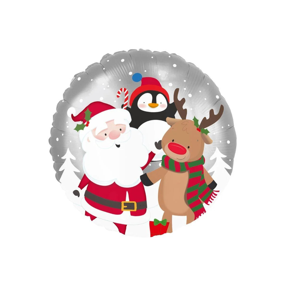 Santa and Friends Round Foil Balloon - Inflated