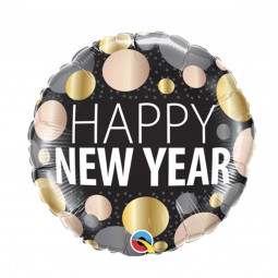 Happy New Year Round Foil Balloon - Inflated