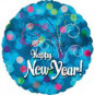 Blue Happy New Year Round Foil Balloon - Inflated Blue Happy New Year Round Foil Balloon - Inflated