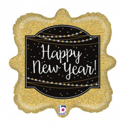Happy New Year Square Foil Balloon - Inflated