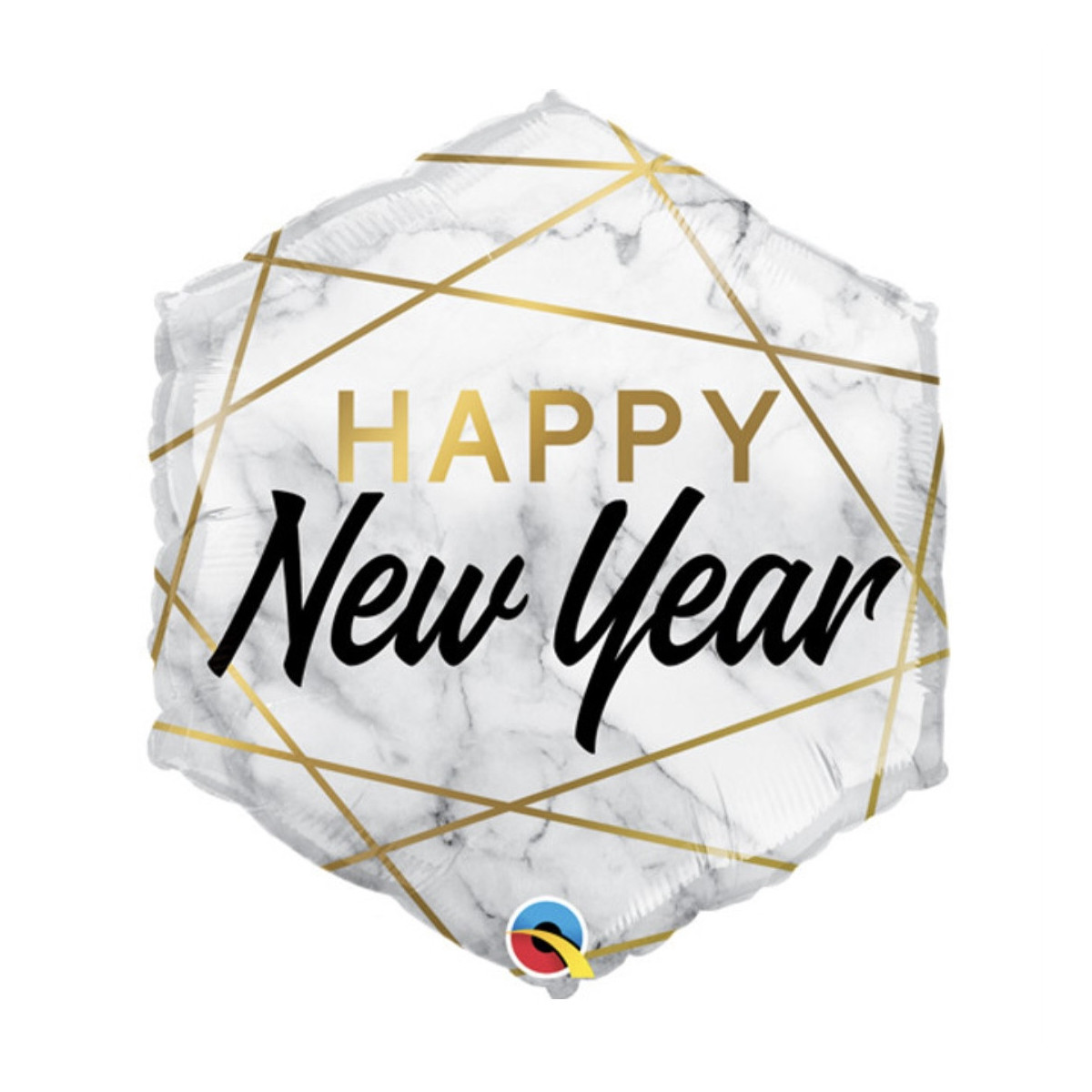 Marble Happy New Year Square Foil Balloon - Inflated Marble Happy New Year Square Foil Balloon - Inflated