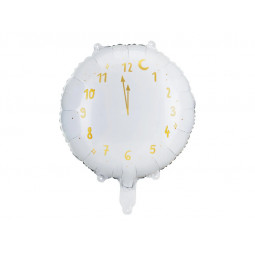 White New Year Countdown Clock Round Foil Balloon - Inflated