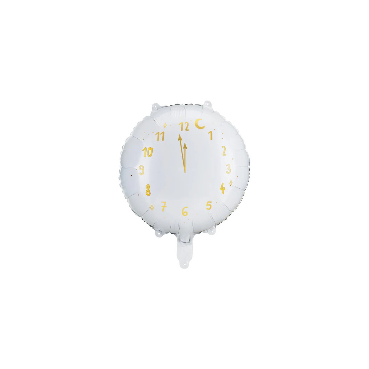 White New Year Countdown Clock Round Foil Balloon - Inflated