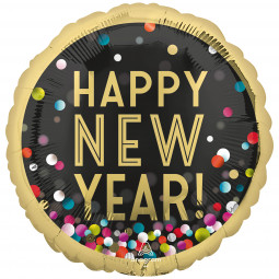 Happy New Year Supershape Foil Balloon - Inflated