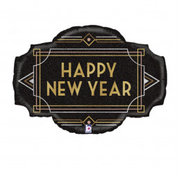 Happy New Year Supershape Foil Balloon - Inflated
