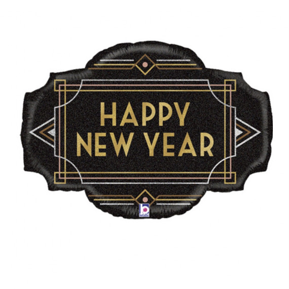 Happy New Year Supershape Foil Balloon - Inflated