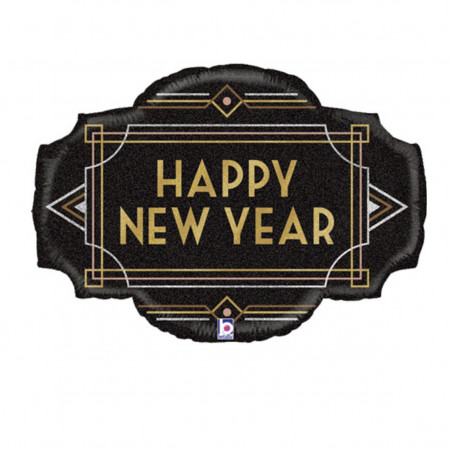 Happy New Year Supershape Foil Balloon - Inflated