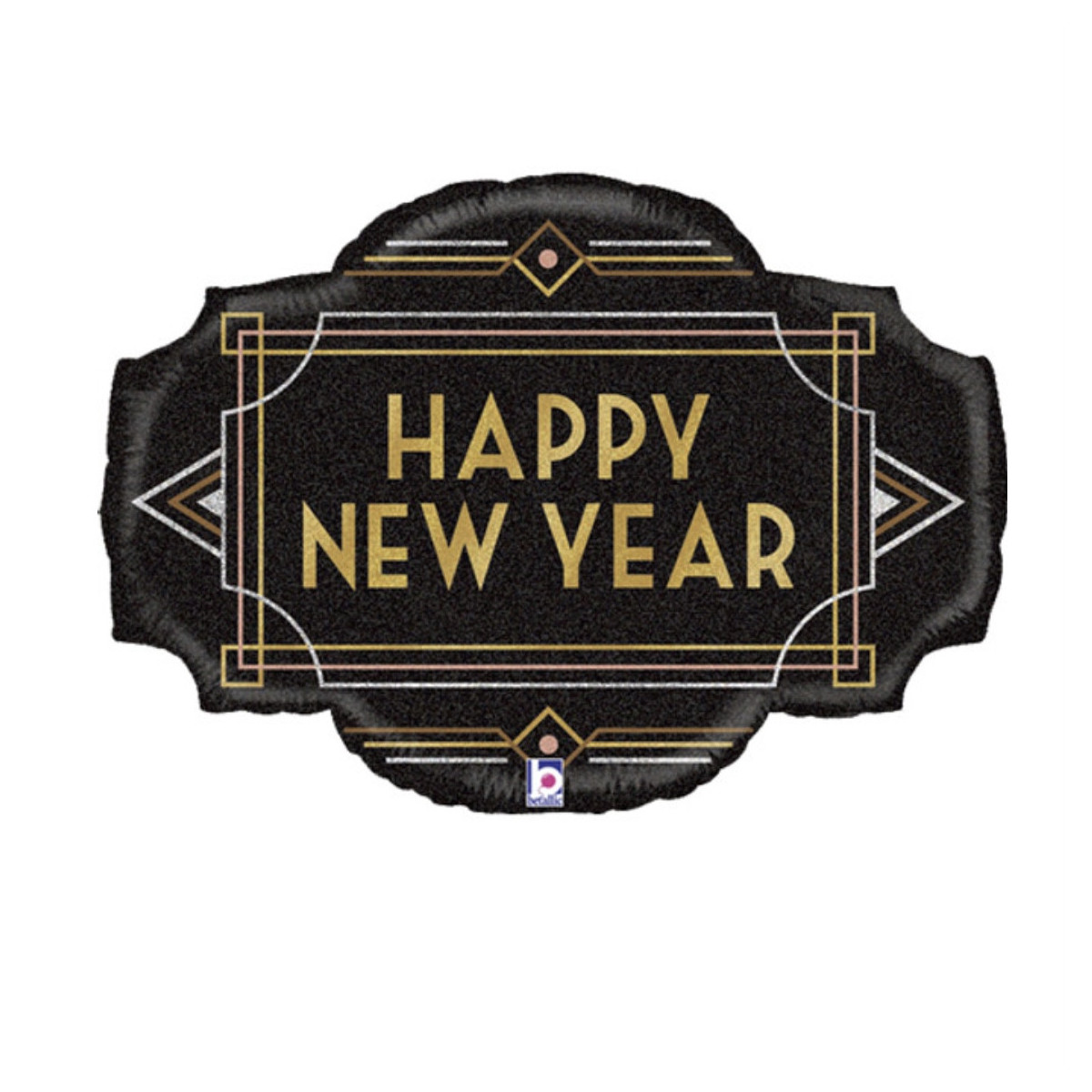 Happy New Year Supershape Foil Balloon - Inflated