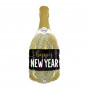 Happy New Year Champagne Supershape Foil Balloon - Inflated