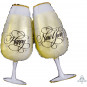Happy New Year Champagne Glasses Supershape Foil Balloon - Inflated