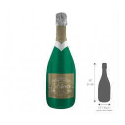 Champagne Bottle Supershape Foil Balloon - Inflated