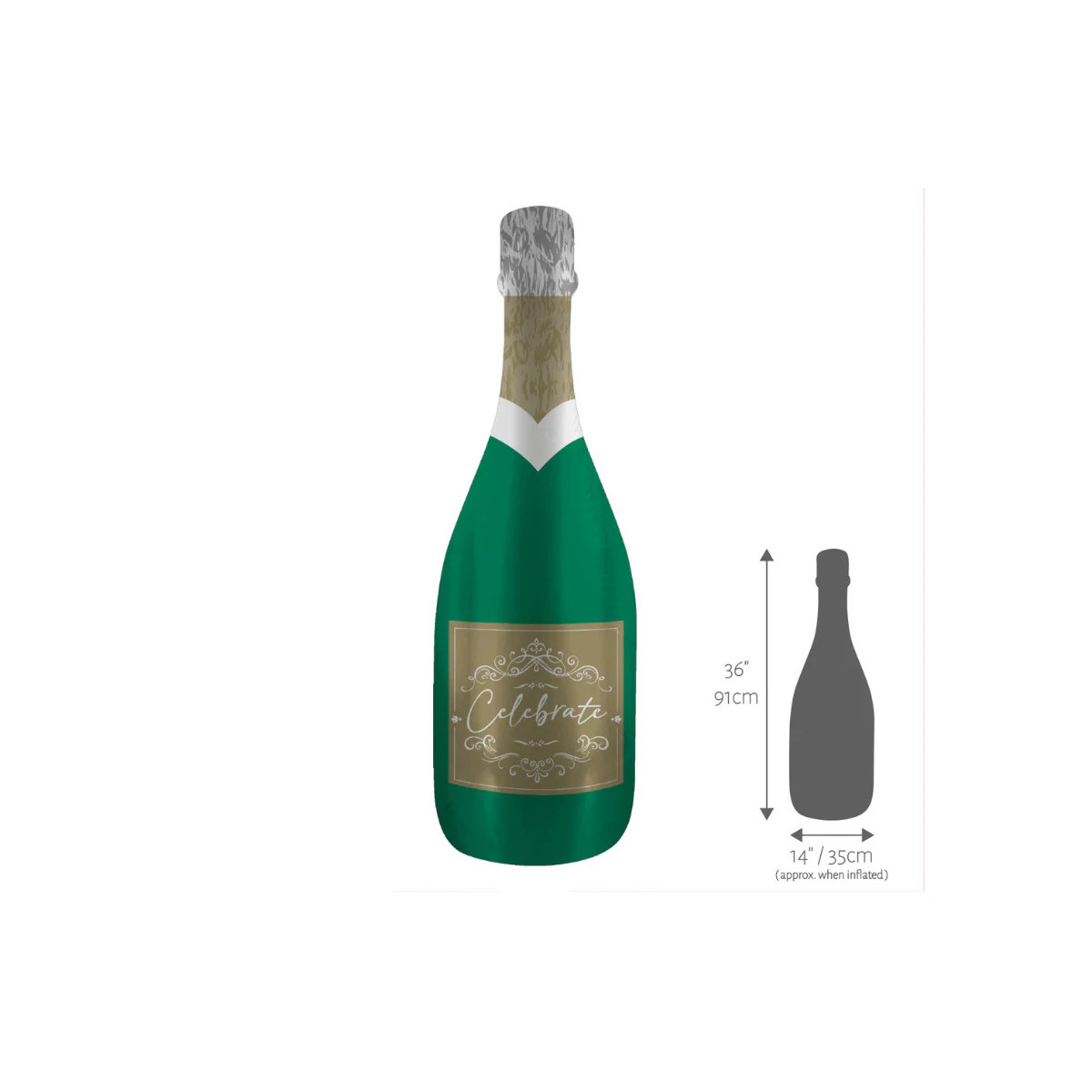 Champagne Bottle Supershape Foil Balloon - Inflated Champagne Bottle Supershape Foil Balloon - Inflated