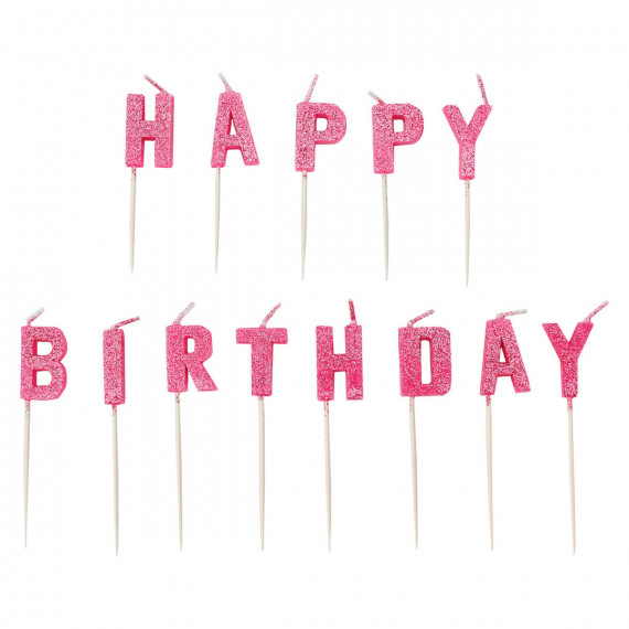 Pink Happy Birthday Pick Candles
