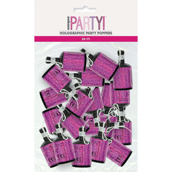 Pink Holographic Party Poppers