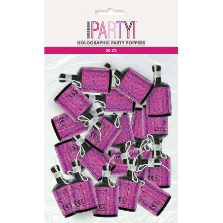 Pink Holographic Party Poppers