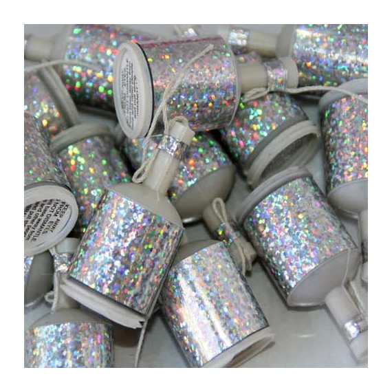 Silver Holographic Party Poppers