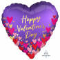 Happy Valentines Day Purple Heart Foil Balloon - Inflated Happy Valentines Day Purple Heart Foil Balloon - Inflated
