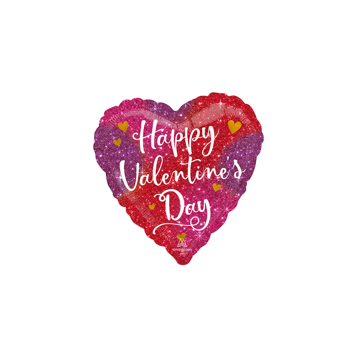 Happy Valentines Day Sparkles Heart Foil Balloon - Inflated