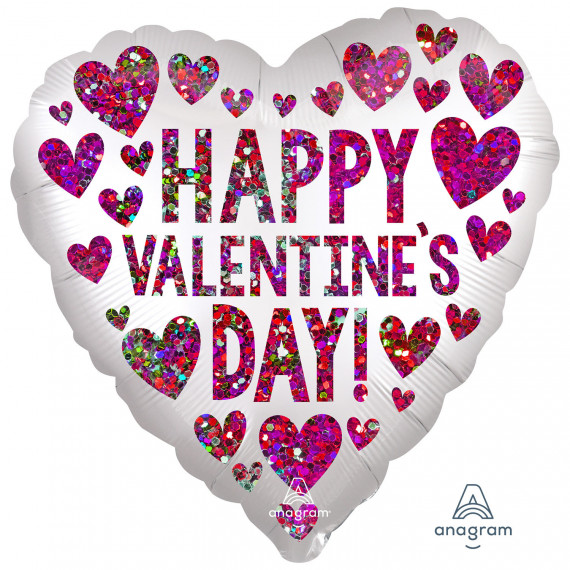 Happy Valentines Day Sequins Foil Balloon - Inflated