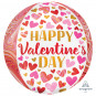 Happy Valentines Day Pink and Gold Orbz Balloon - Inflated Happy Valentines Day Pink and Gold Orbz Balloon - Inflated