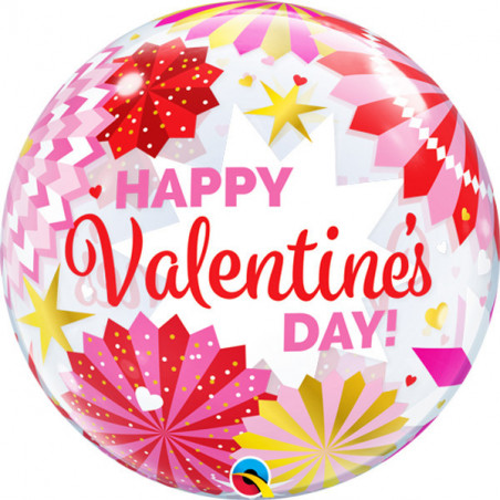 Happy Valentines Day Bubble Balloon - Inflated