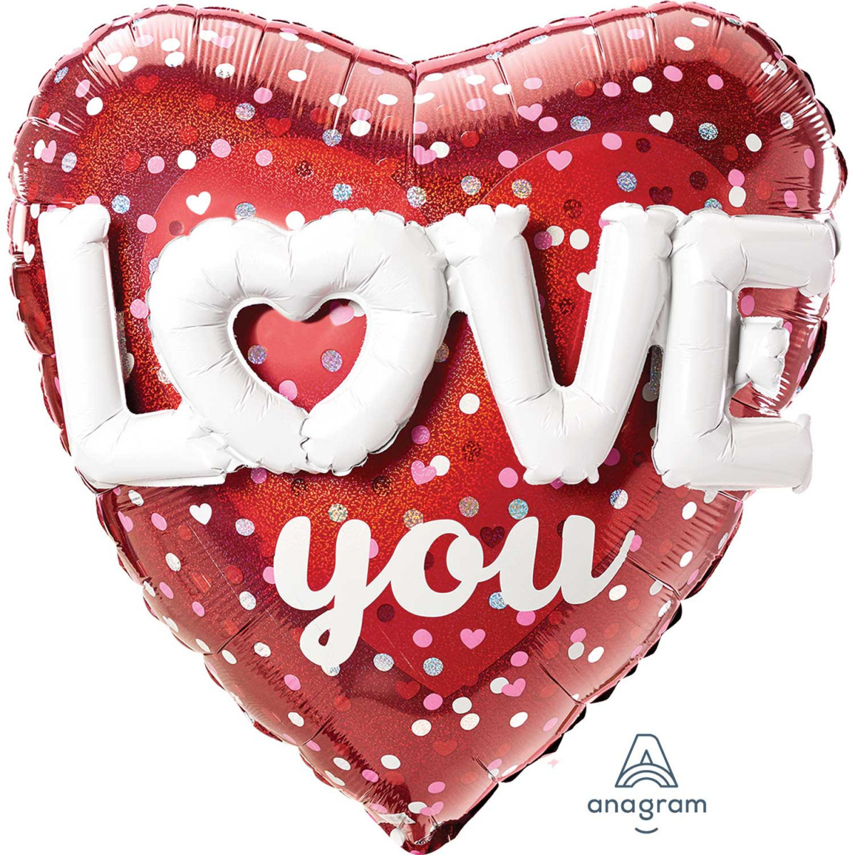 Love you 3D Supershape Heart Foil Balloon - Inflated Love you 3D Supershape Heart Foil Balloon - Inflated