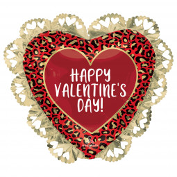 Happy Valentines Day Heart Supershape Foil Balloon - Inflated