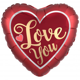 Love You Red Heart Supershape Foil Balloon - Inflated
