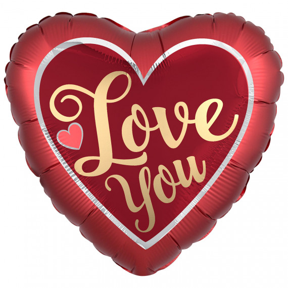 Love You Red Heart Supershape Foil Balloon - Inflated Love You Red Heart Supershape Foil Balloon - Inflated