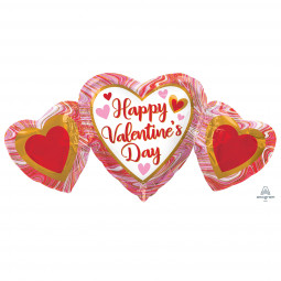 Happy Valentines Day Heart Supershape Foil Balloon - Inflated
