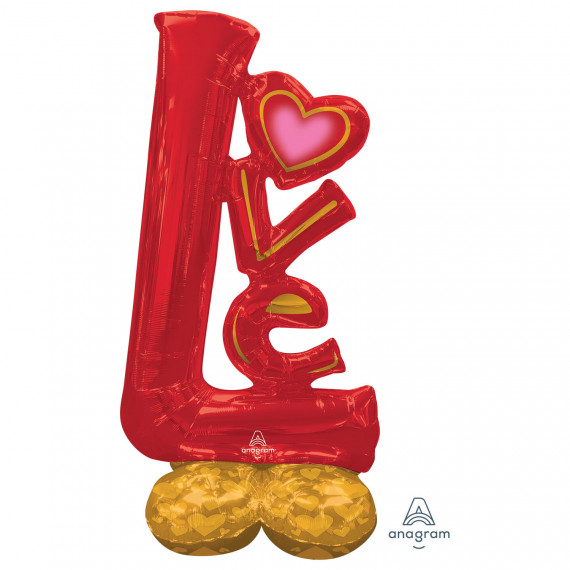 Love Red Airloonz Foil Balloon - Inflated Love Red Airloonz Foil Balloon - Inflated