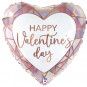 Happy Valentines Day Rose Gold Heart Foil Balloon - Inflated